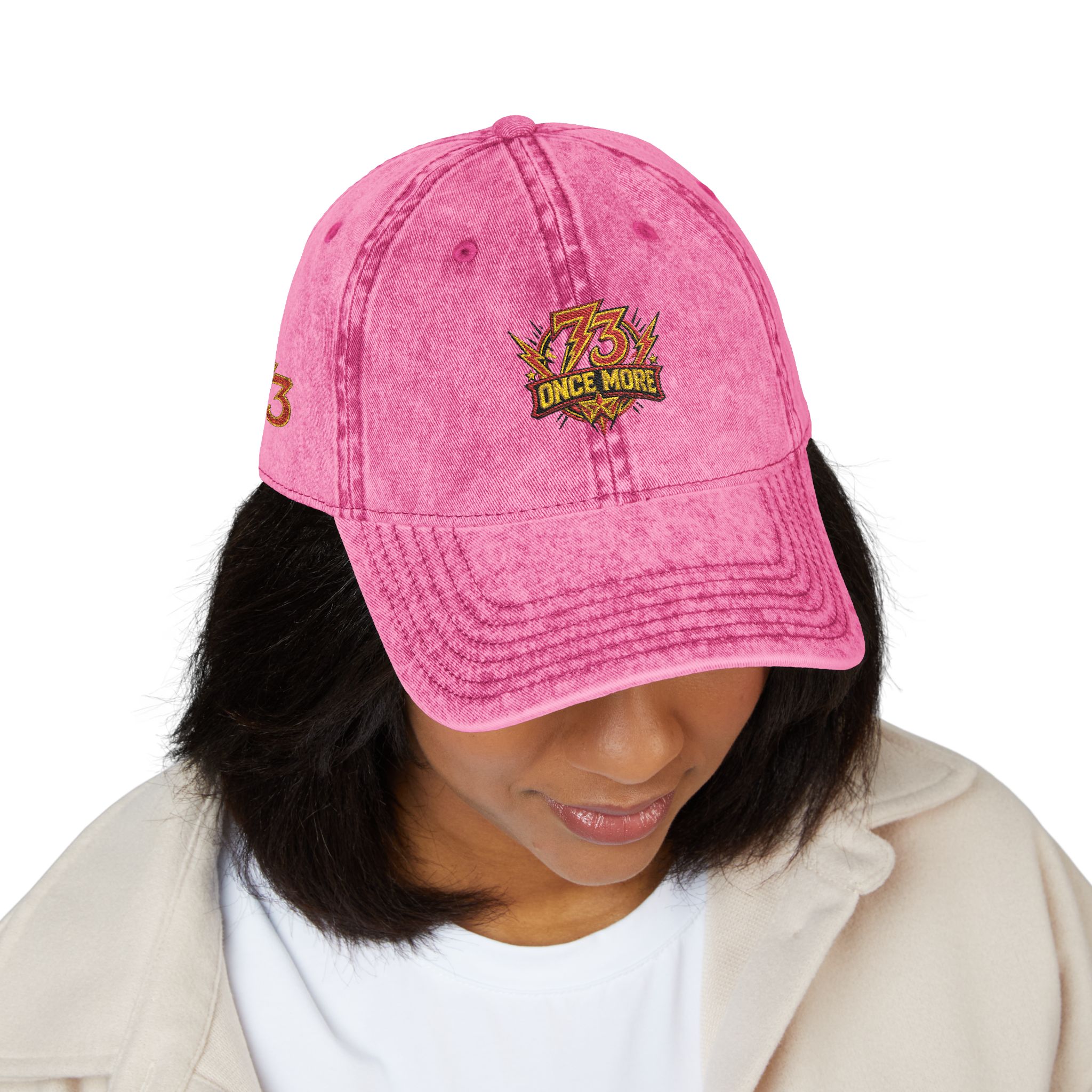 Vintage Embroidered '73 Once More' Distressed Cap - Image 15